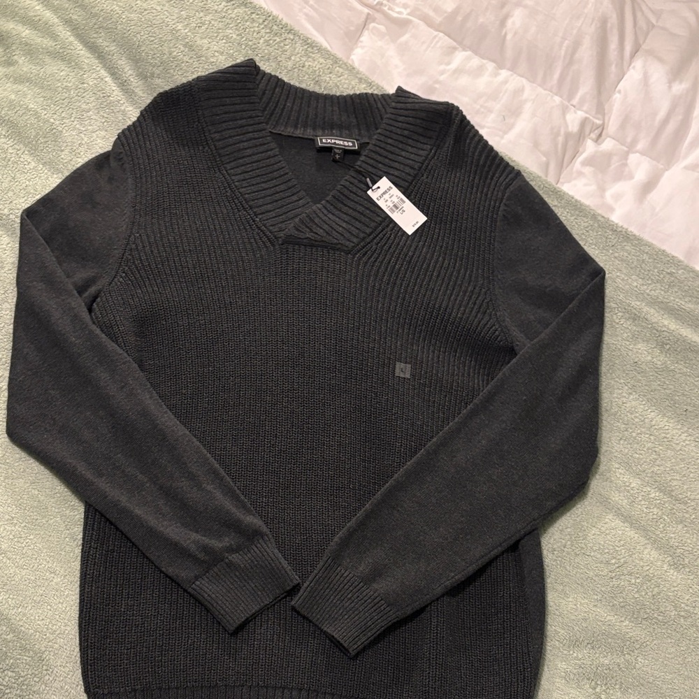 Express Dark Gray V-Neck Sweater size L